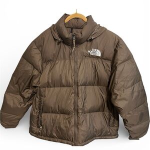 NorthFace brown puffer hooded jacket